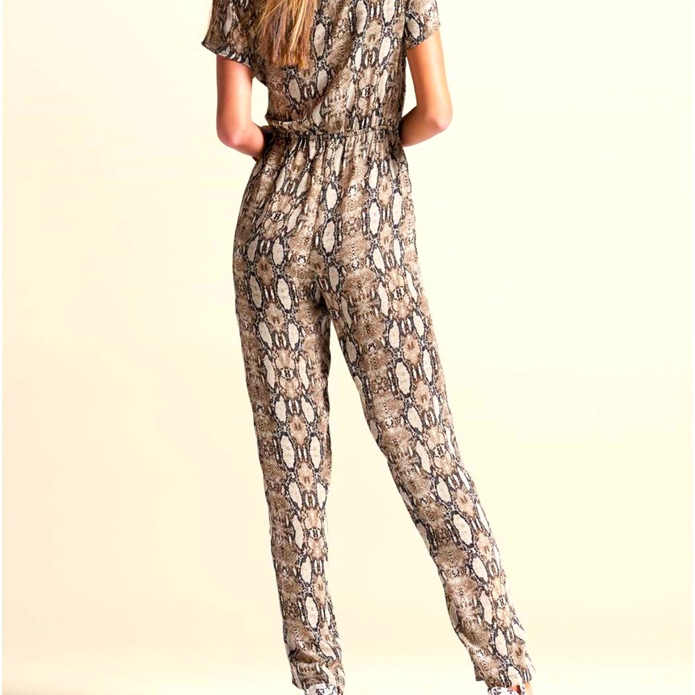 Tie-Front Python Jumpsuit - Picture 2 of 6